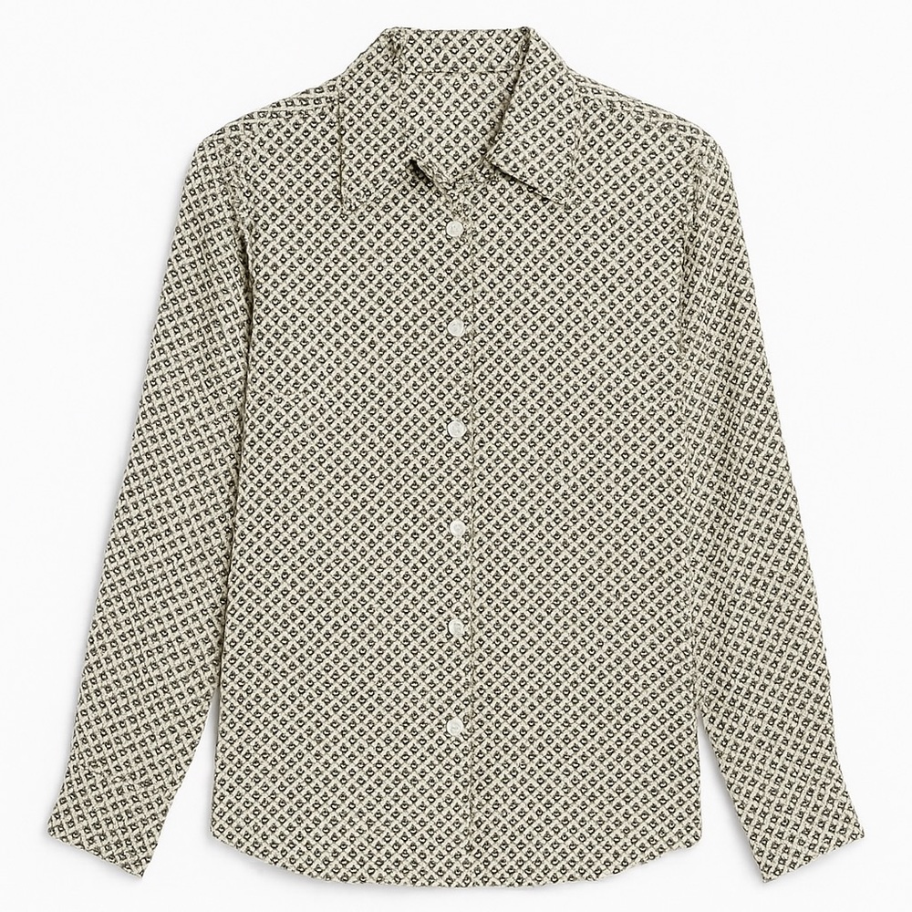 TABI Simply Classic Geometric Print Button-Down Blouse – Size Medium